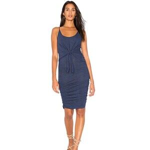 Lanston Women's Ruched Blue Tie Front Dress Size Medium